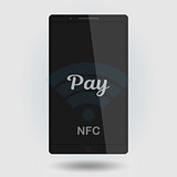 Nfc payment vector illustration. Mobile payment trough POS. Making wireless transactions.