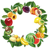 Eco food menu background. hand drawn fruits. Vector illustration