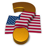 question mark and flag of the usa - 3d illustration