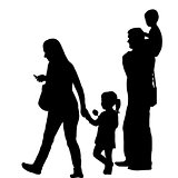 Family silhouette with two children