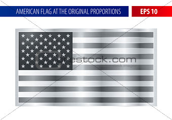 Silver American flag in a metallic frame