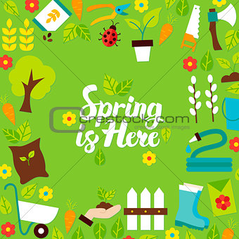 Spring is Here Lettering Postcard