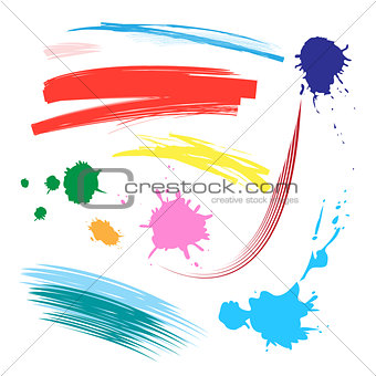 Vector set of colorful brush strokes