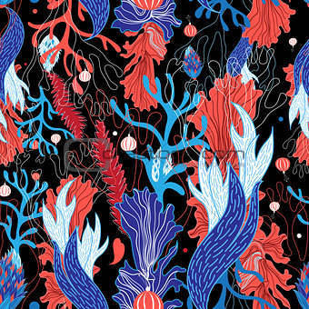 Seamless graphic pattern of seaweed