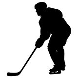 Silhouette of hockey player. Isolated on white. Vector illustrations