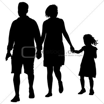 Set silhouette of happy family on a white background. Vector illustration.