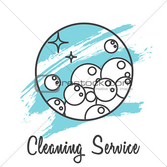 Cleaning service icon badge. Soap bubbles icon.