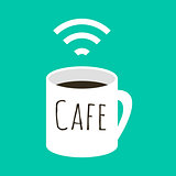 Wifi cafe vector illustration. A cup of coffee and wi fi sign.
