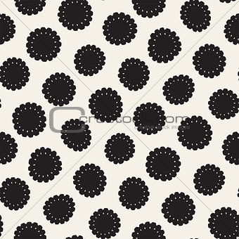 Vector seamless pattern. Abstract background with floral brush strokes. Monochrome hand drawn texture
