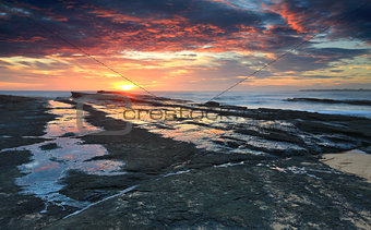 Glorious sunrise Culburra beach rock shelf