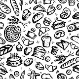 Bakery seamless pattern, sketch background for your design