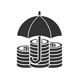 Money under umbrella icon