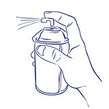 aerosol spray in hand spraying