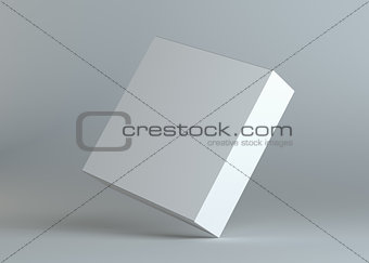 White cardboard box on gray background