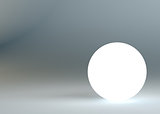 White glow sphere in gray dark background