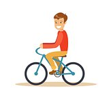 Illustration of a young boy riding a bicycle