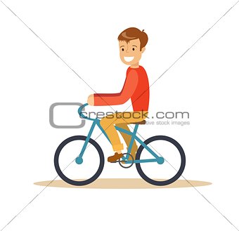 Illustration of a young boy riding a bicycle