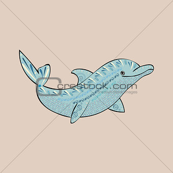 Dolphin sea animal ornament silhouette.