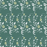 Retro seamless pattern branches roses.