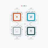 Infographics template four options with square