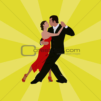Tango dancing couple man and woman