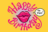 Red lips happy birthday to you