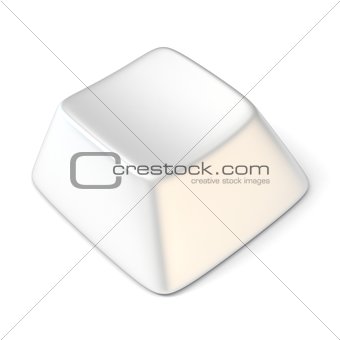 White empty computer key. Side view. 3D