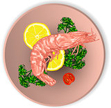 shrimp on a plate served with vegetables.