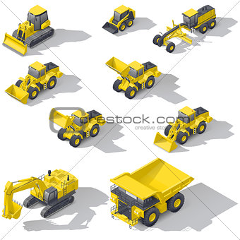 Career and construction transport isometric icon set