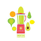 Blender with avocado Pear Orange and Greens Healthy smoothie