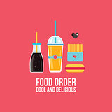 Fast food icons set French fries Hot dog and Drinks
