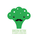 Cute green broccoli Healthy food
