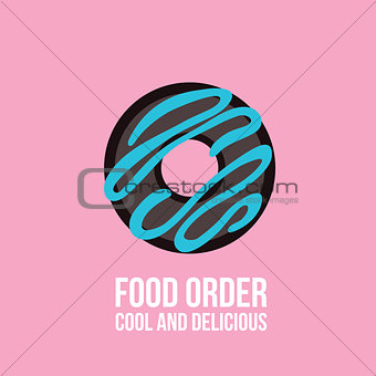 Delicious donut on colorful pink background