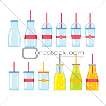 Bottle Glass Cup icons set