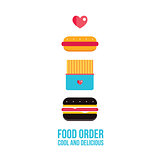 Fast food icons set Hamburger Hot dog French fries