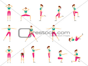 Girl Dioing Exercise on White Background Vector Illustration EPS