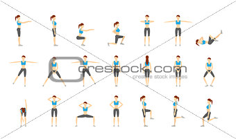 Girl Dioing Exercise on White Background Vector Illustration EPS