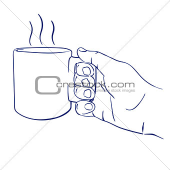 mug with hot tea in hand