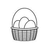 Basket with Easter eggs line icon