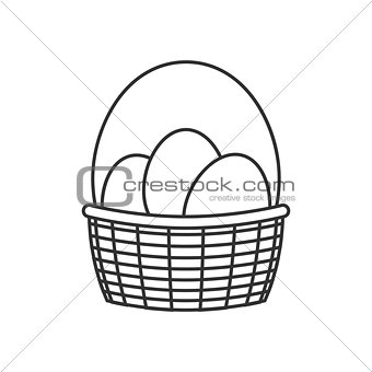 Basket with Easter eggs line icon