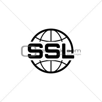 Global SSL Security Icon. Flat Design.