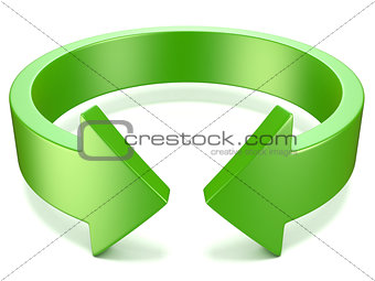 Green, horizontal rotation, arrow sign. 3D