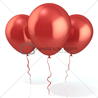 Three red balloons, isolated