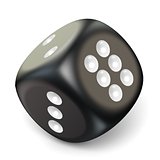 Single black game dice. 3D