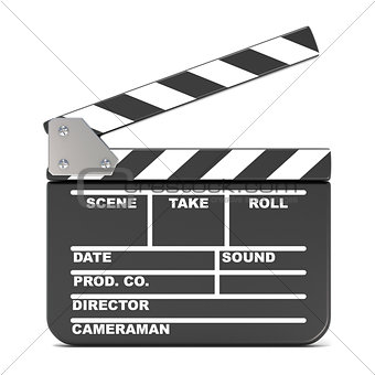 Movie clapperboard, opened. 3D