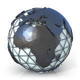 Polygonal style illustration of earth globe, Europe and Africa v