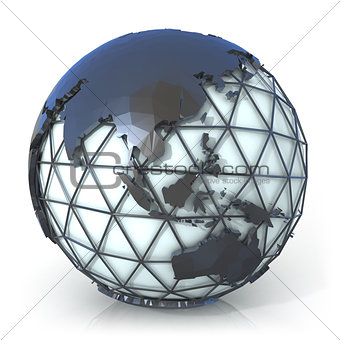 Polygonal style illustration of earth globe, Asia and Oceania vi