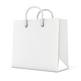 Single, empty, blank shopping bag. 3D