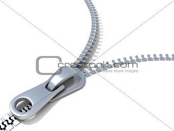 Zipper isolated side view