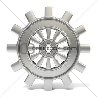 Silver cogwheel. 3D